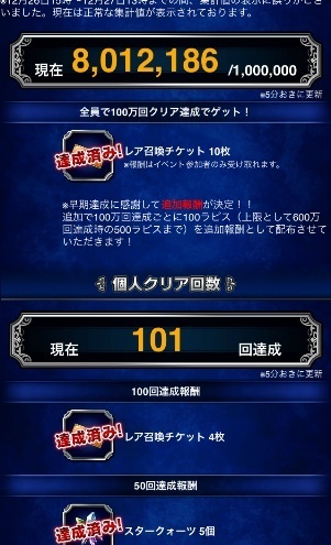 Ffbe 年末イベント 王都を照らす希望の光 調達 5日目で100回クリア達成 本日最終日 15大晦日 ぶっとび冒険記