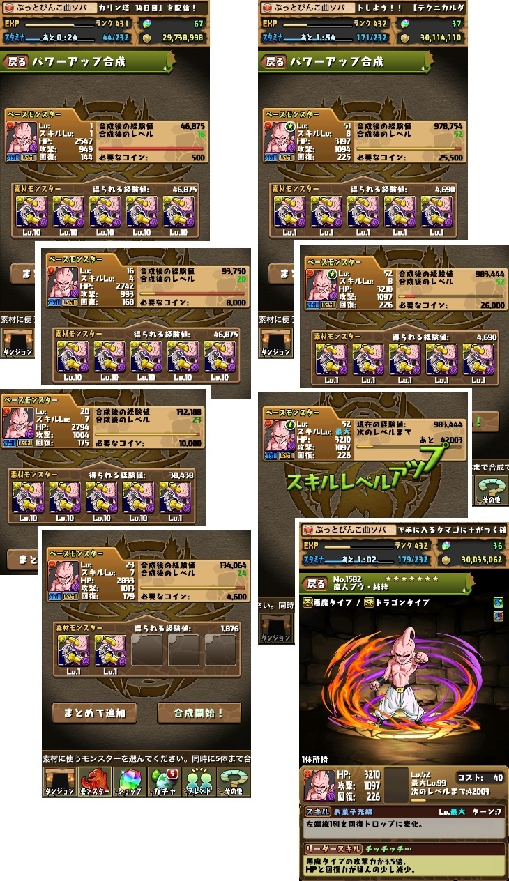 パズドラ＞今月の育成Ⅰ…スキルマ「魔人ブウ・純粋」「ドスバギィ＆バギィネコ」「最強戦士・超ベジット」Lv最大「ワントン」: ぶっとび冒険記